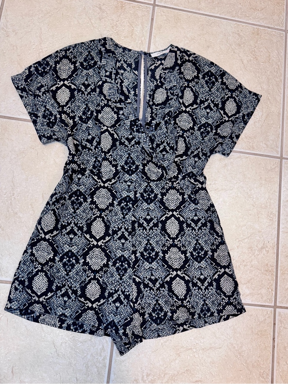 Black and White snake print shorts romper